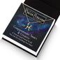 up close view of a gold pisces necklace in a standard style box
