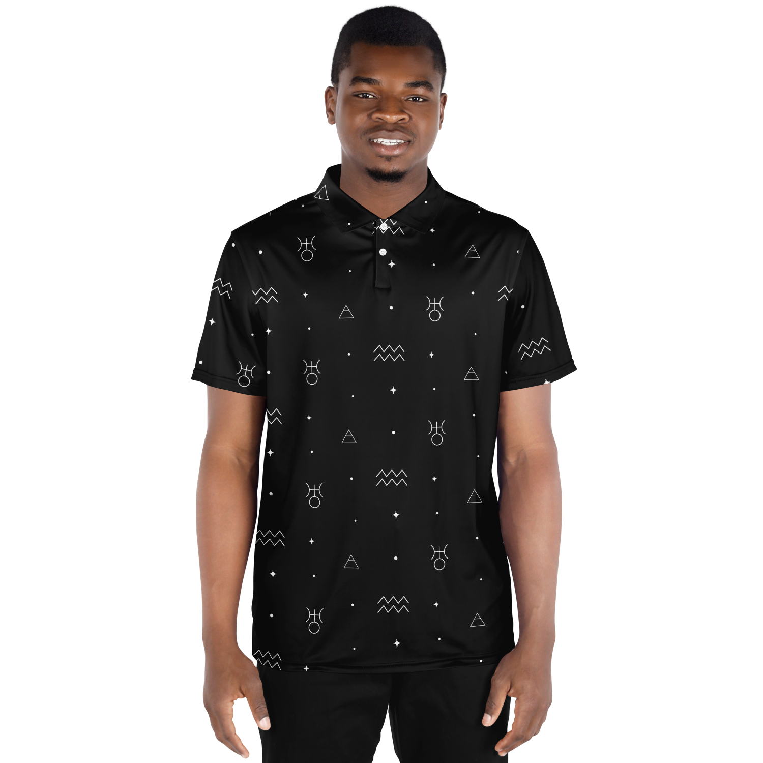 Zodiac Aquarius Polo Shirt Black And White