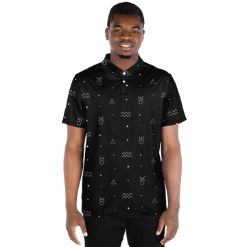 Zodiac Aquarius Polo Shirt Black And White