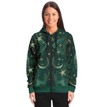 Mystical Moon And Stars Fashion Zip-Up Hoodie