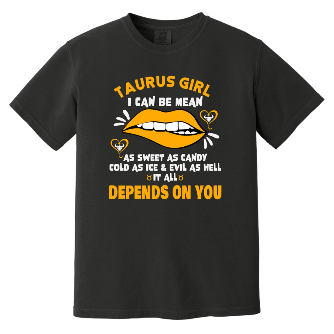 model wearing a black taurus shirt