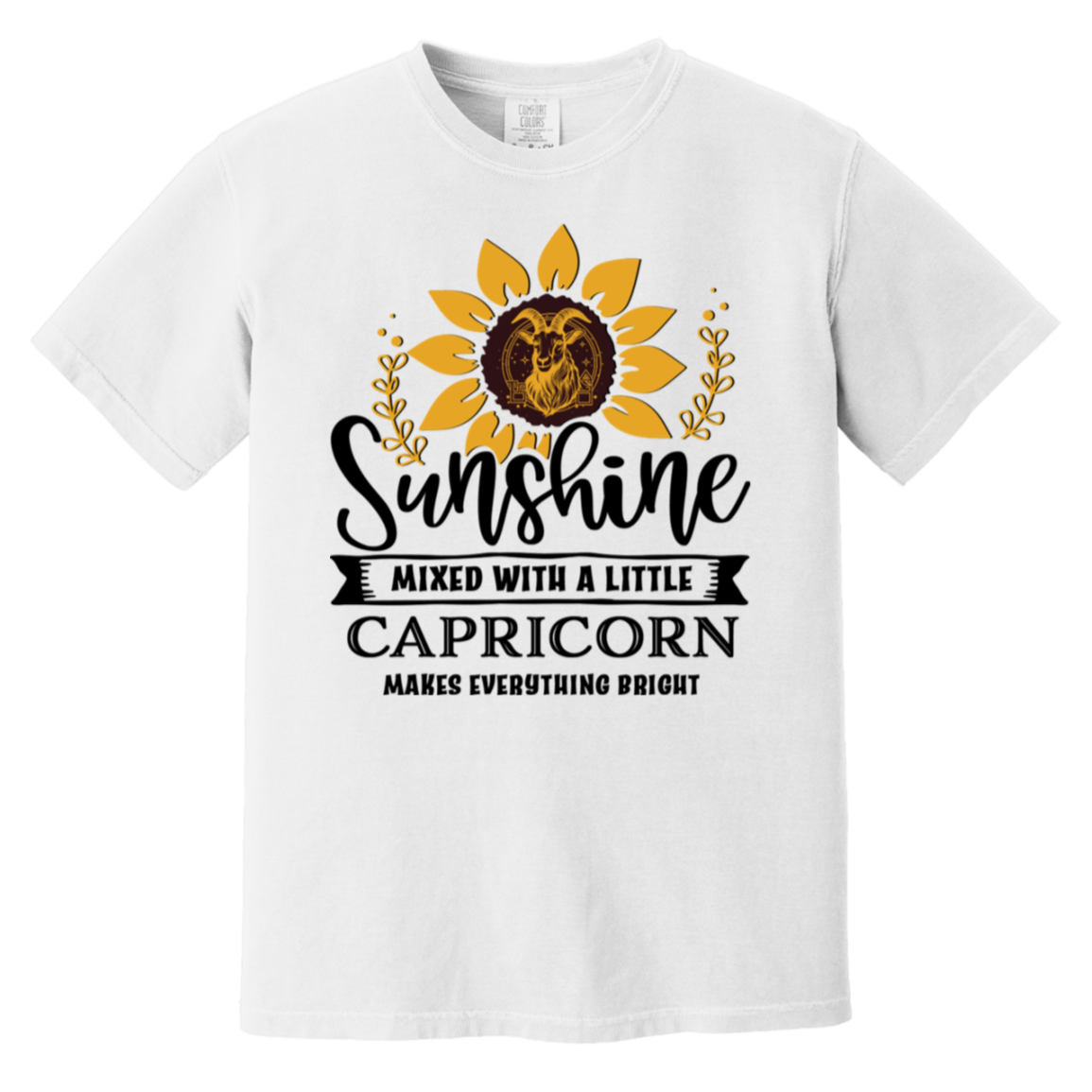 white Capricorn Tee Sunflower Sunshine 