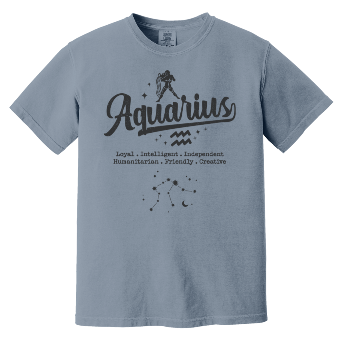 blue jean Aquarius Traits Signature Tee