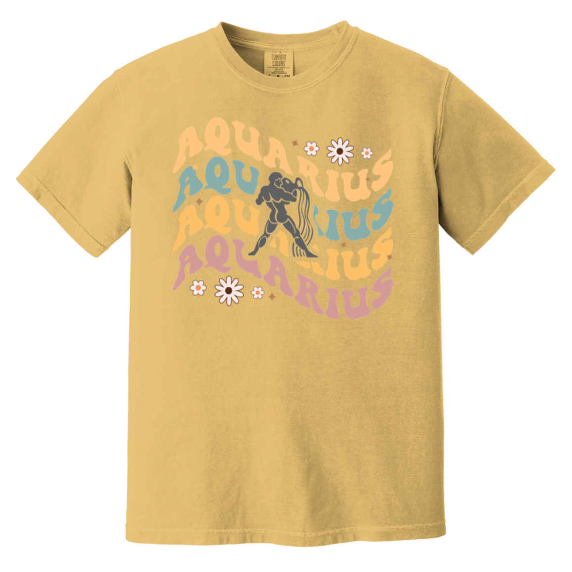 Mustard Zodiac Aquarius Sign "Retro Rhapsody Tee"