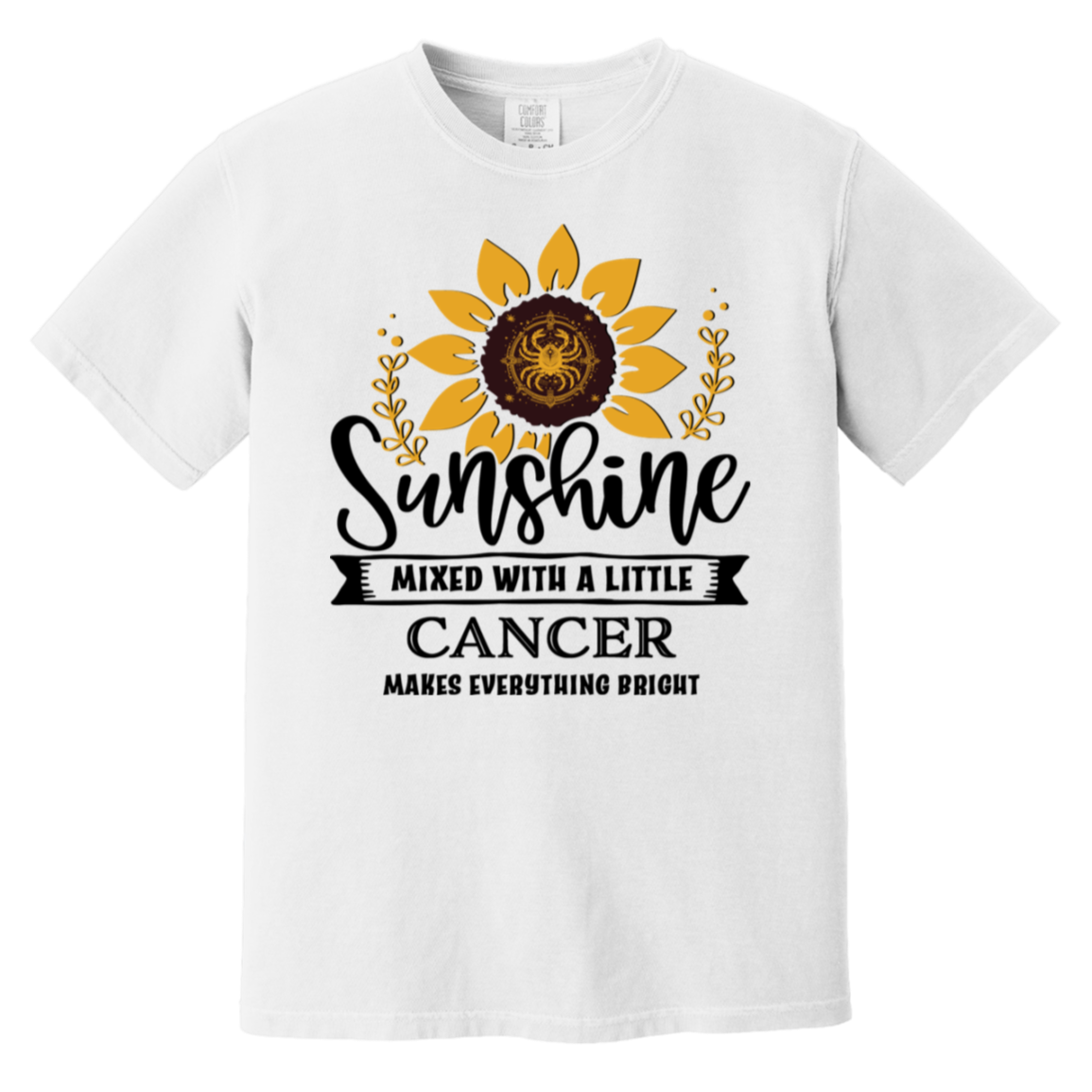 white Cancer Zodiac Shirt: Sunflower Serenity Tee