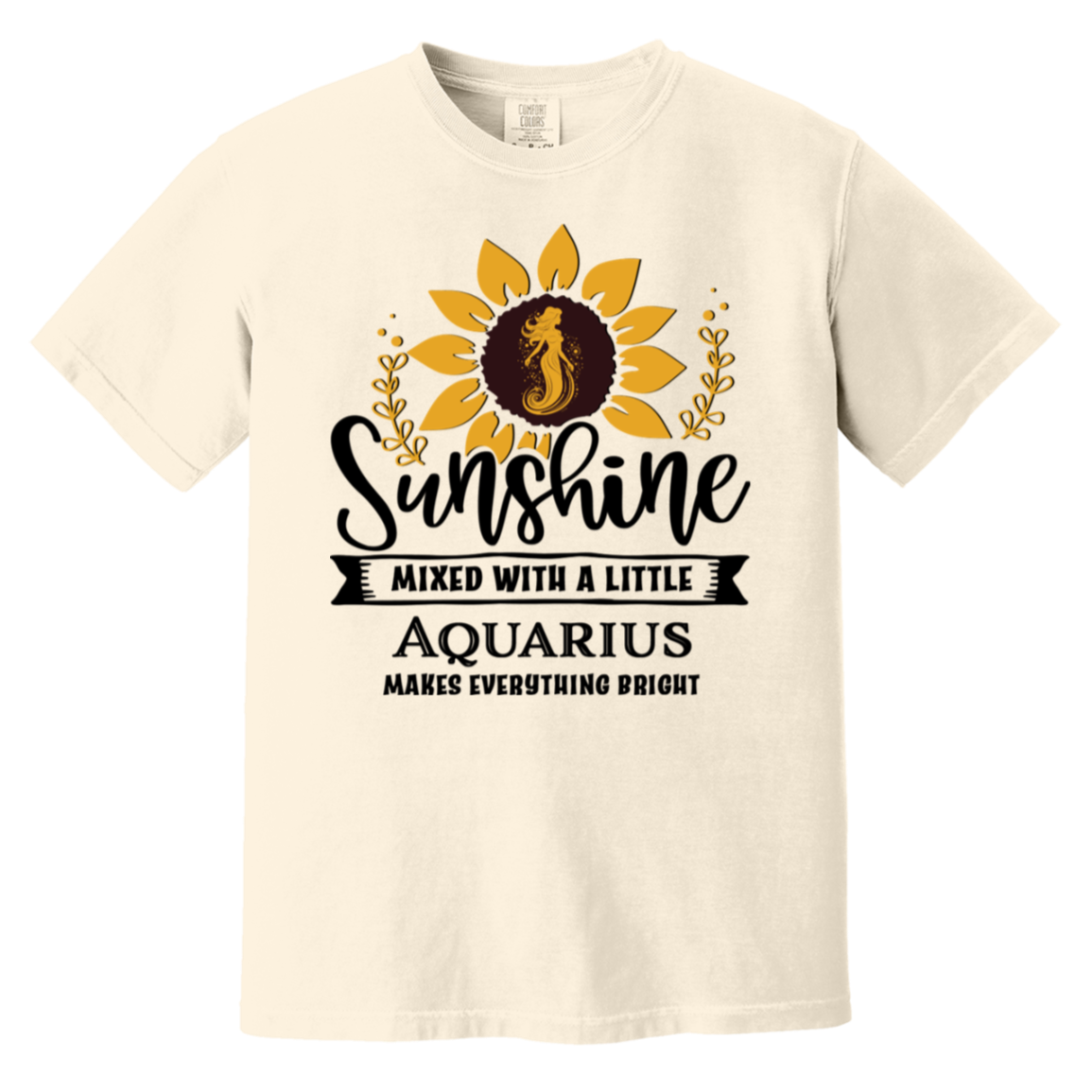 ivory Zodiac Aquarius Sunflower Serenade Tee