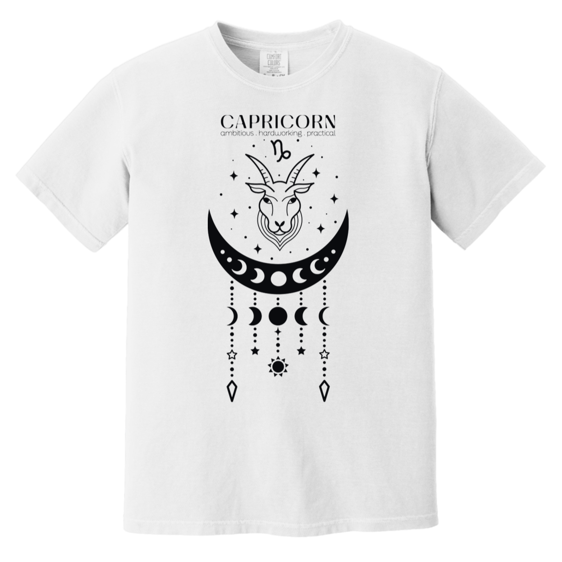 white Capricorn Zodiac Sign Shirt: Astrological Elegance