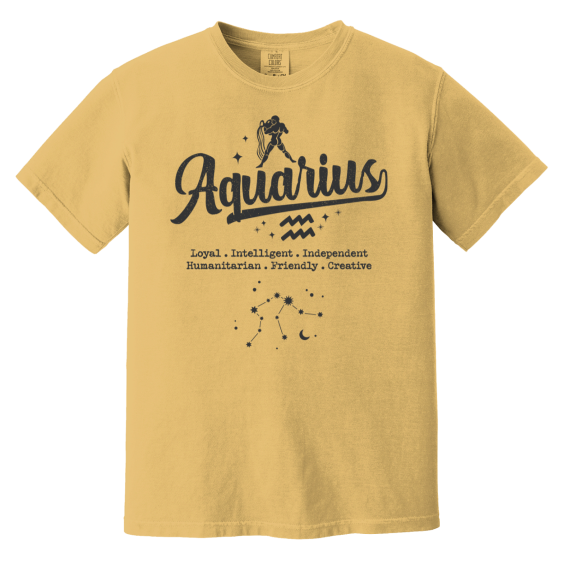 mustard Aquarius Traits Signature Tee