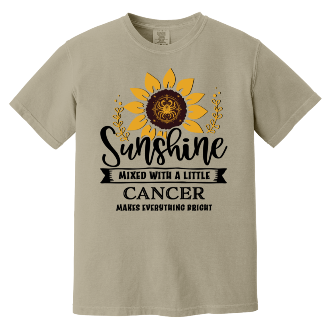 sandstone Cancer Zodiac Shirt: Sunflower Serenity Tee