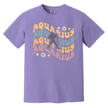 Violet Zodiac Aquarius Sign "Retro Rhapsody Tee"