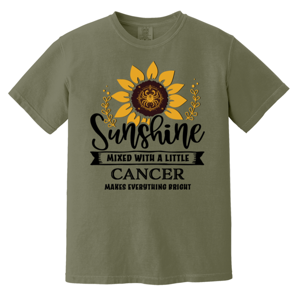 moss Cancer Zodiac Shirt: Sunflower Serenity Tee