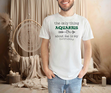 Man Wearing Aquarius T Shirt