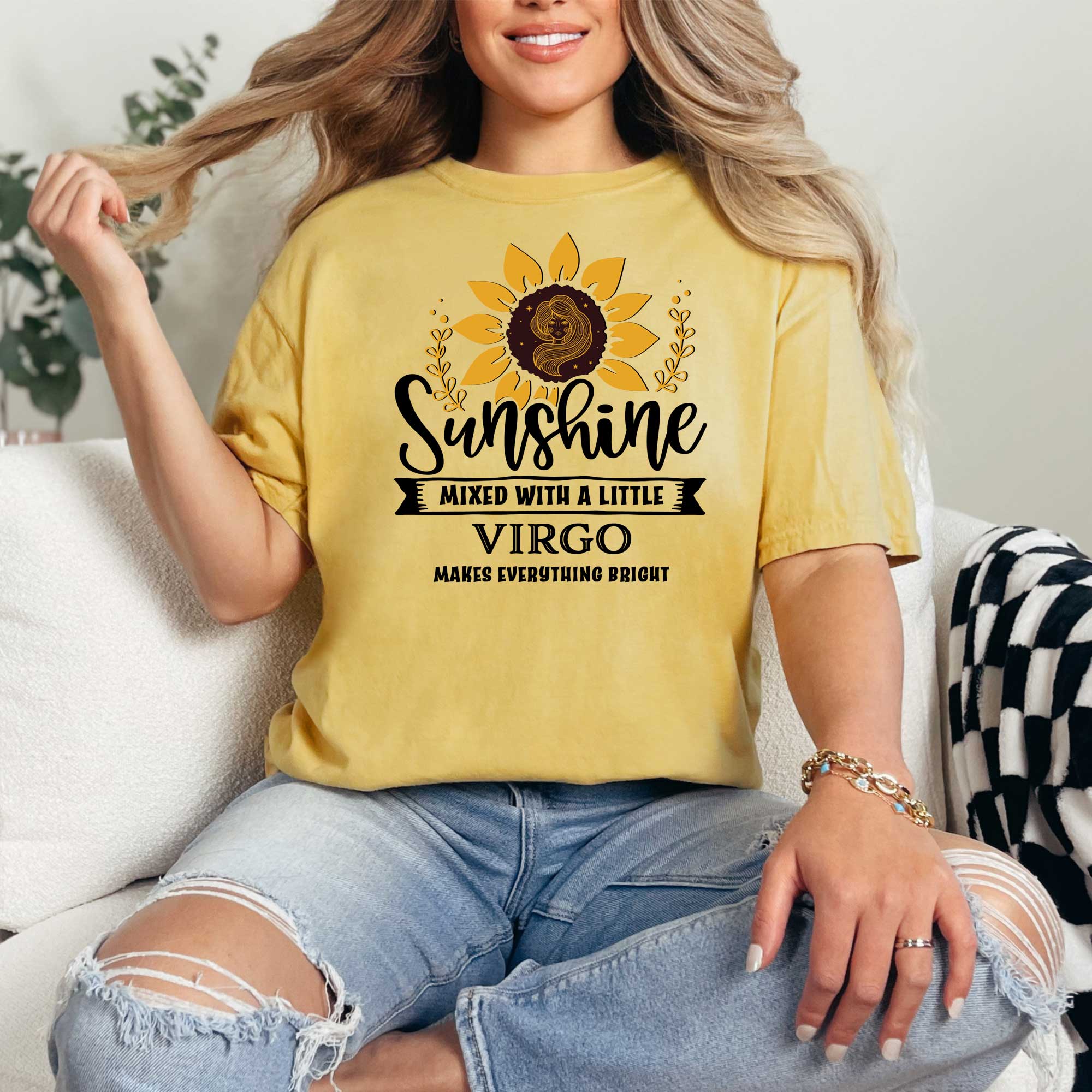 model wearing a Virgo T-Shirt for Ladies