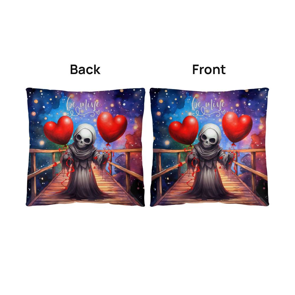 Gothic Style Valentine's Day Throw Pillow back and front view