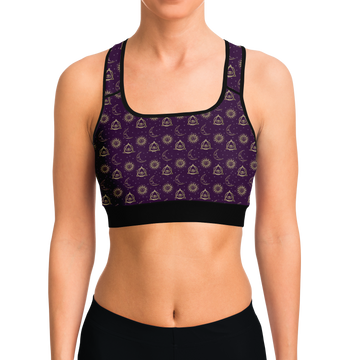 Celestial Magical Purple And Black Sports Bra