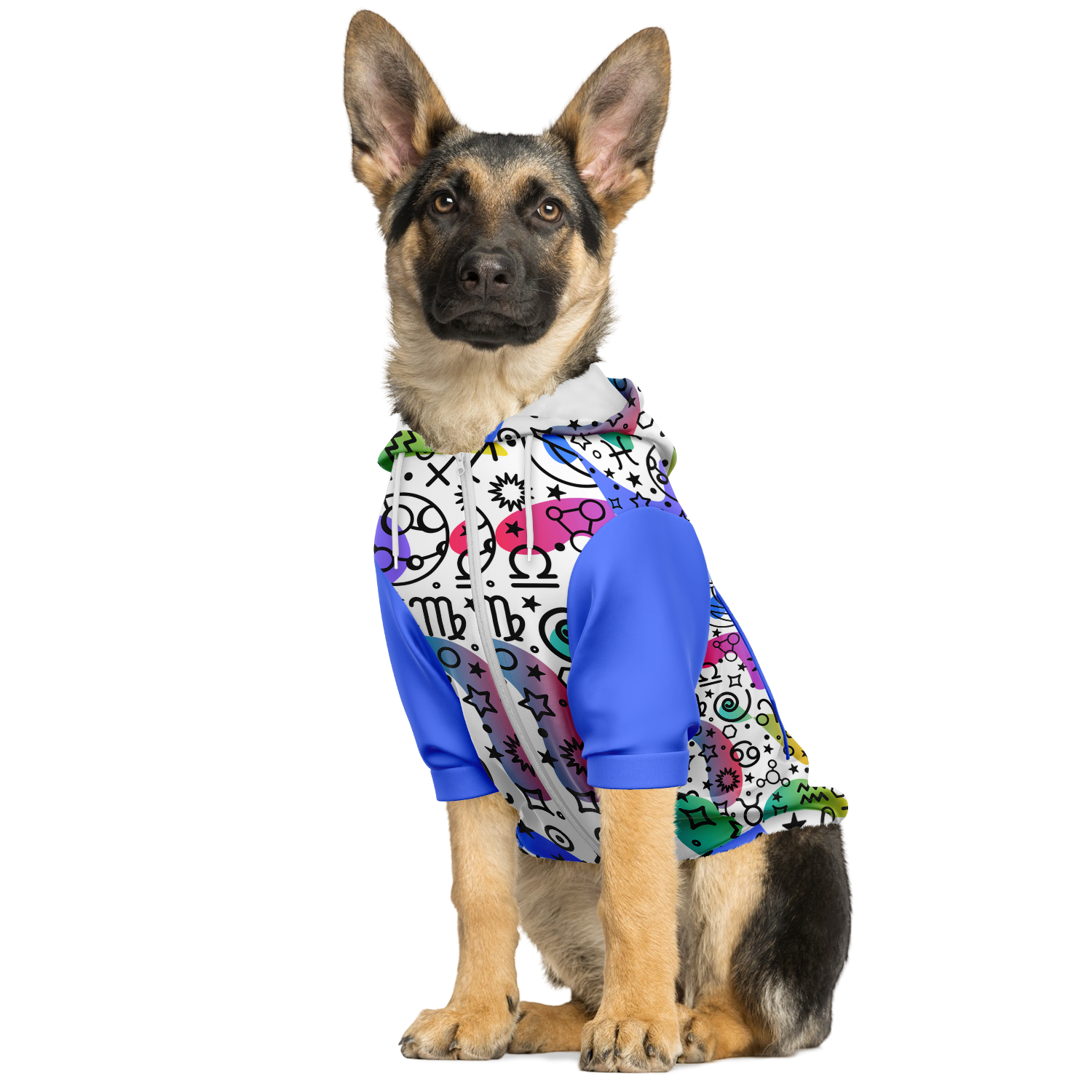 Zodiac Colorful Dog Zip-Up Hoodie