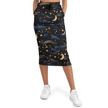 Celestial Night Stars Fashion Long Pocket Skirt