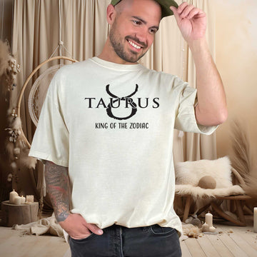 model wearing a  Taurus Astrology King Of The Zodiac Tee