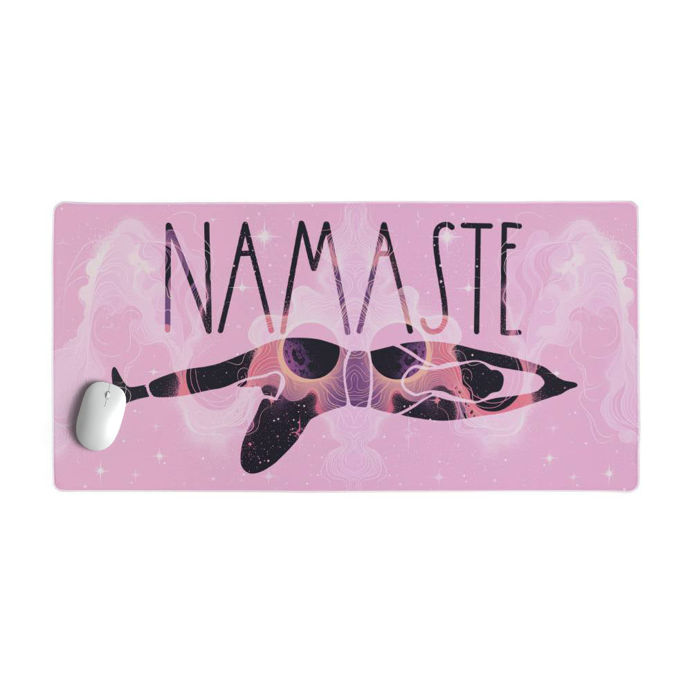 namaste pink desk mat full view