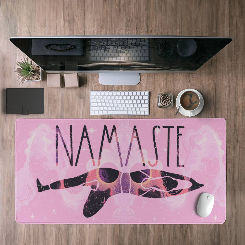 namaste pink desk mat full view