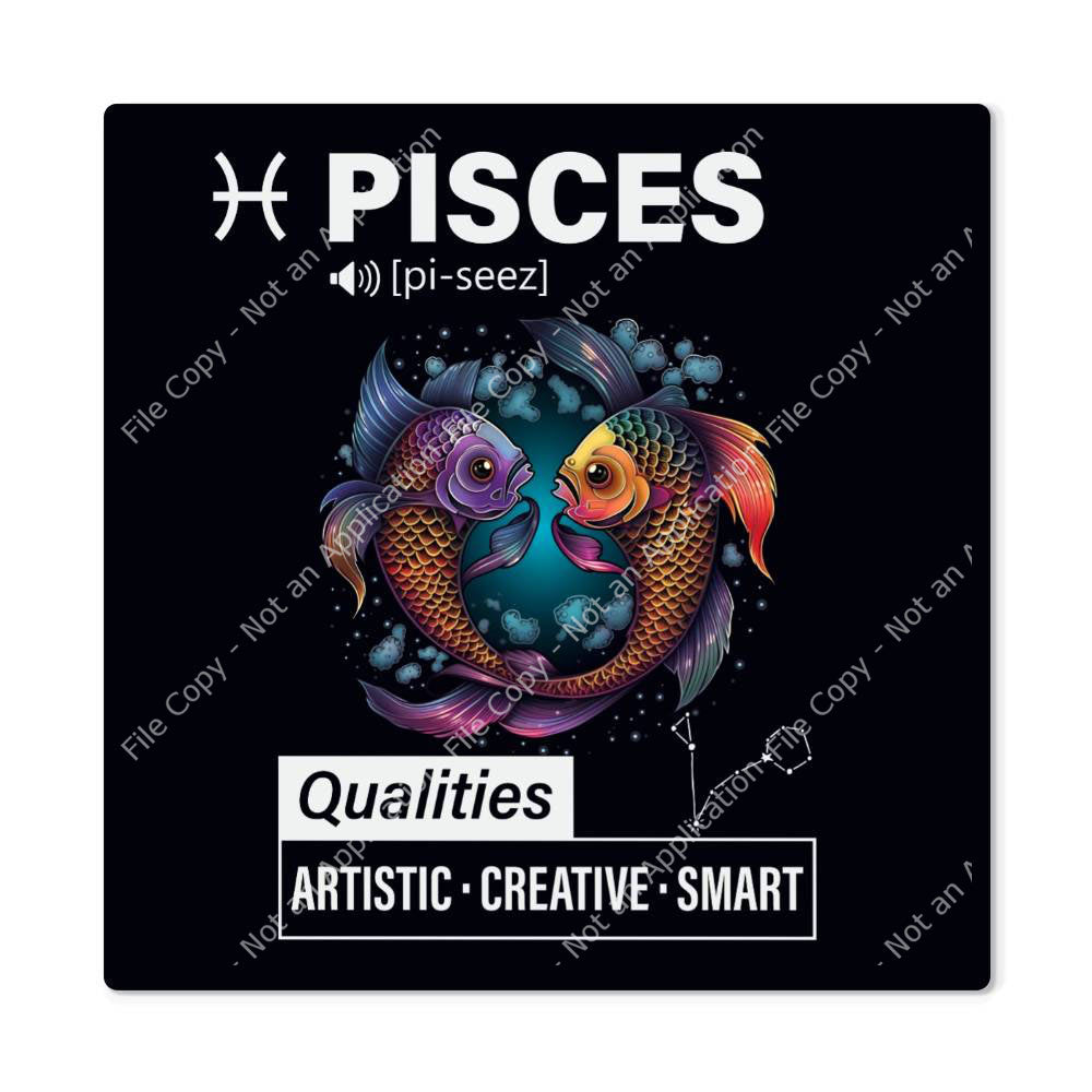 Pisces Zodiac Art on High Gloss Metal Print