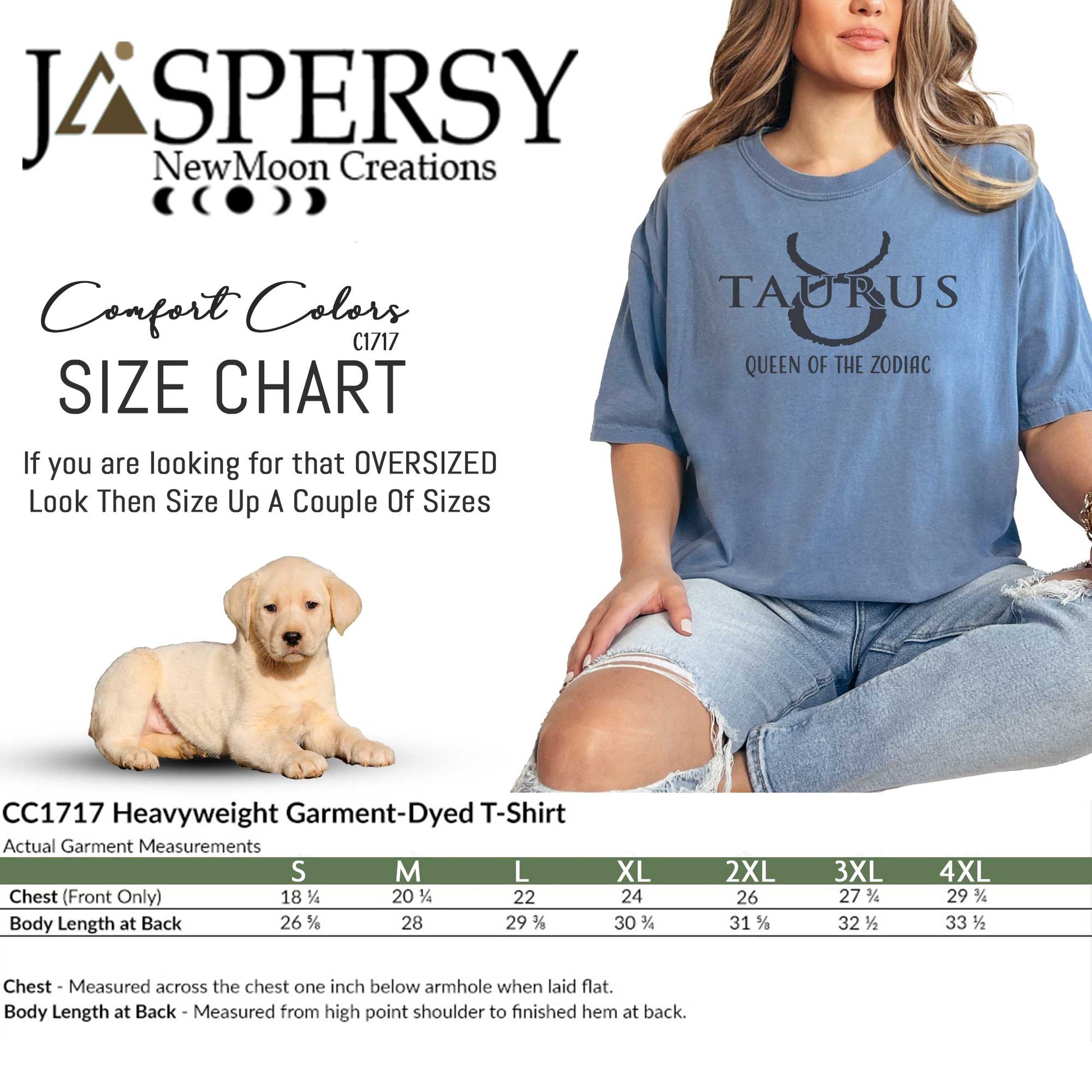size chart for comfort color shirt