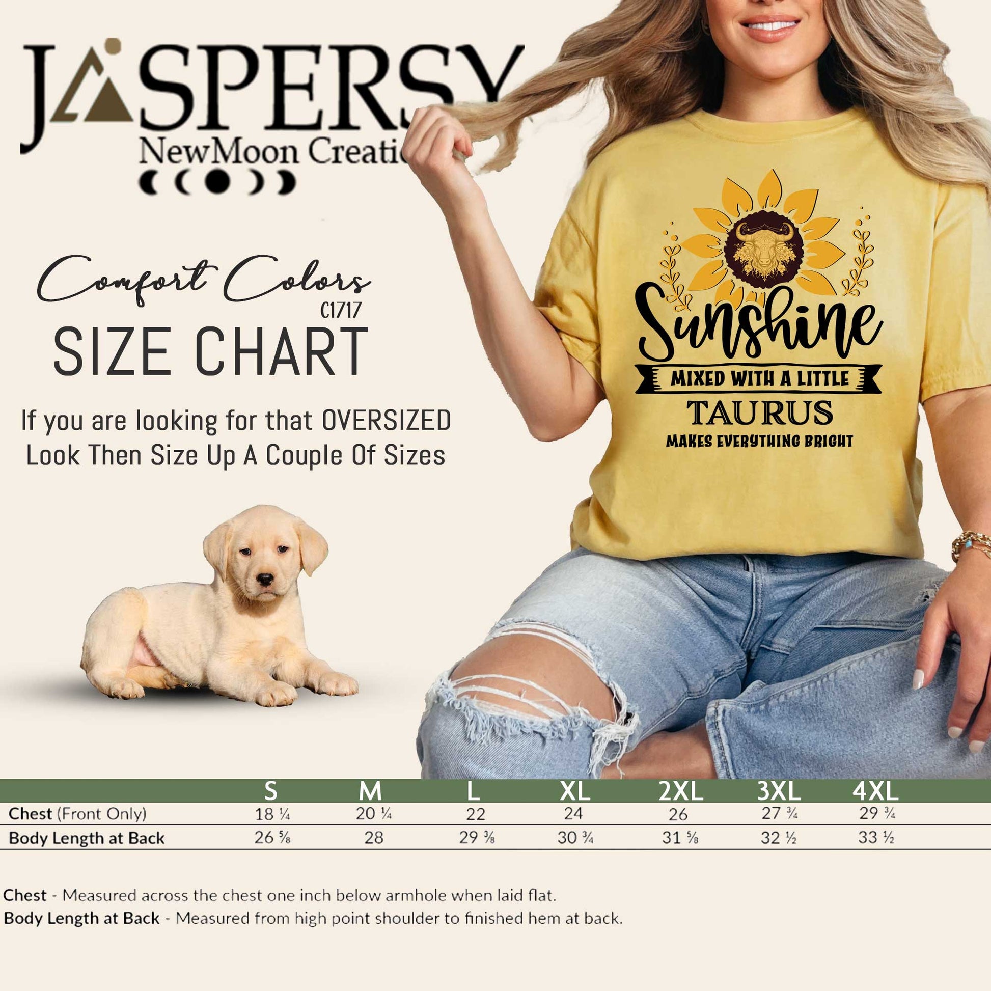 size chart for comfort color shirt