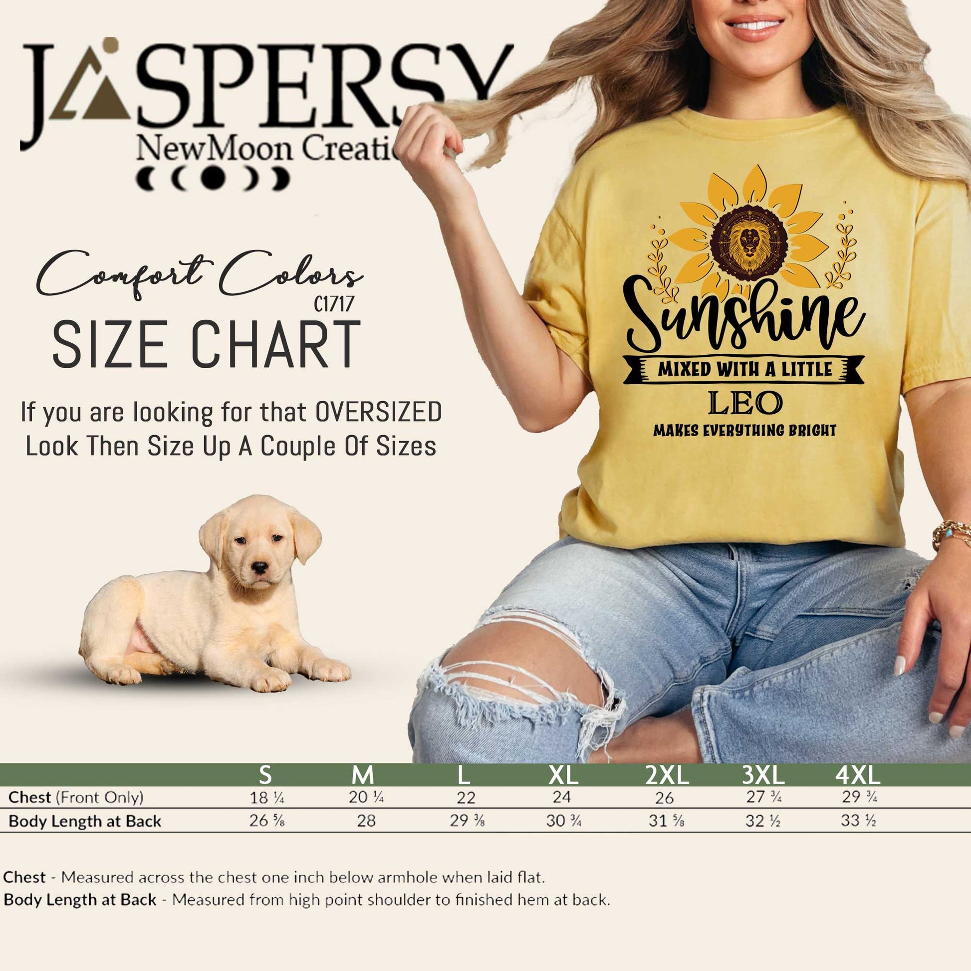 size chart for comfort colors shirt