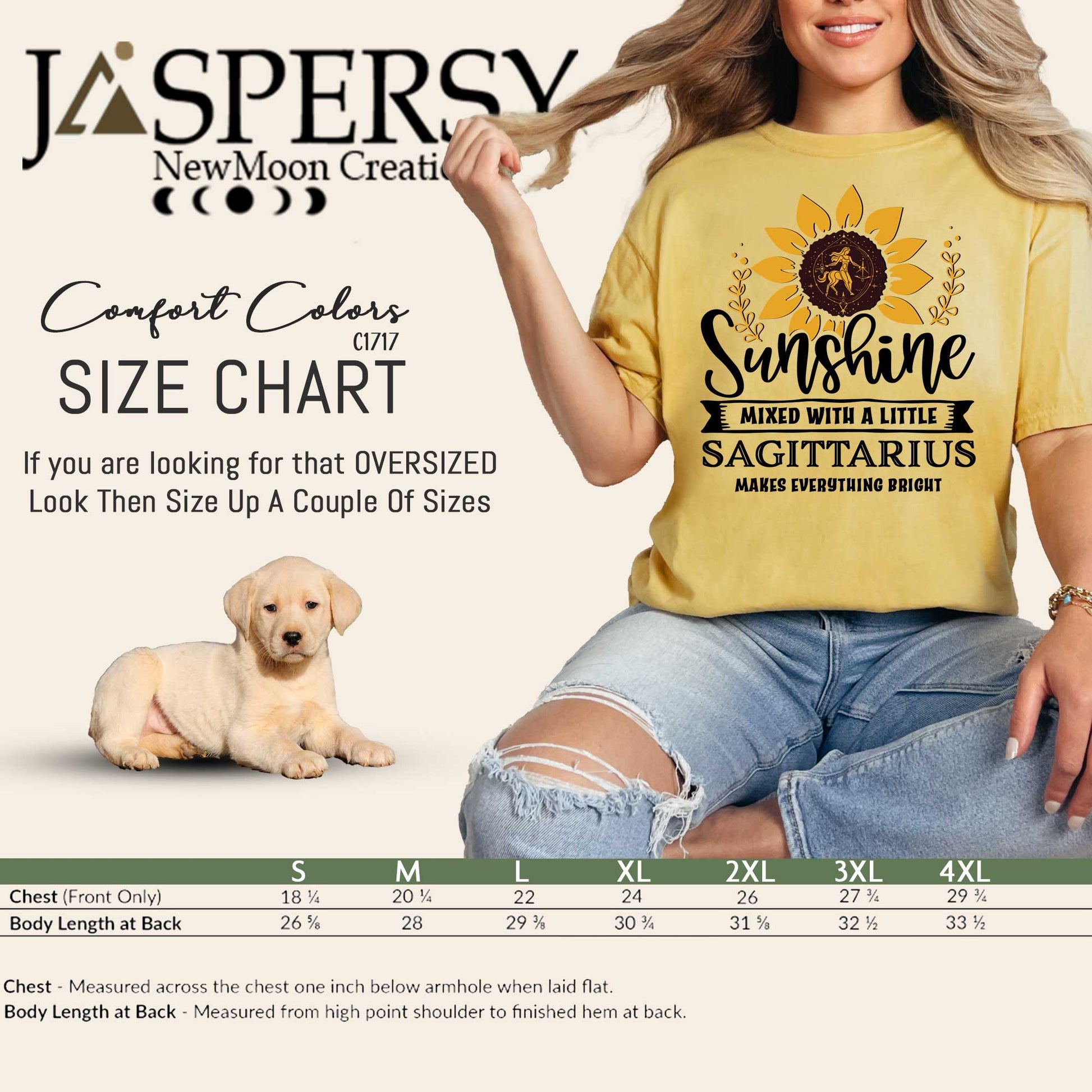 size chart for comfort colors tshirt