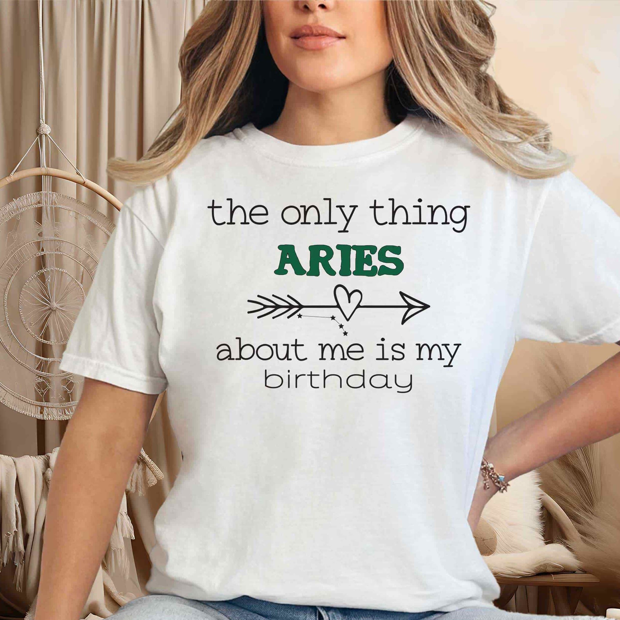 model wearing a aries t shirt