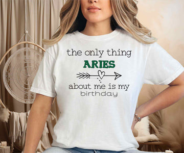 model wearing a aries t shirt