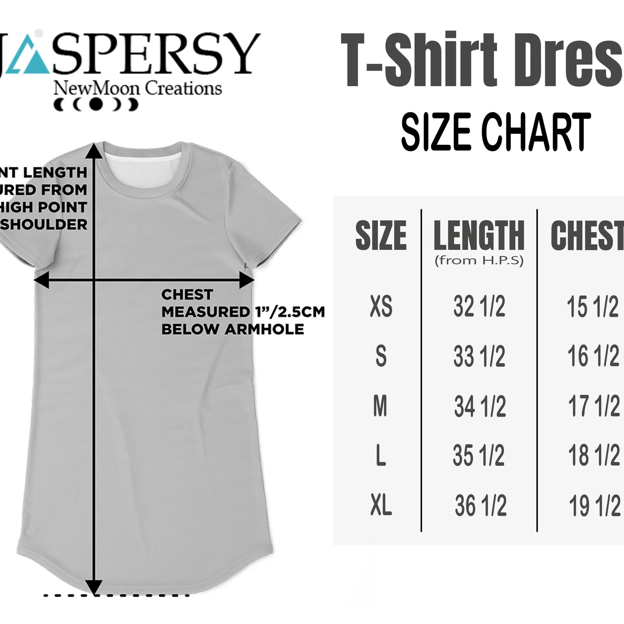 tshirt dress size chart