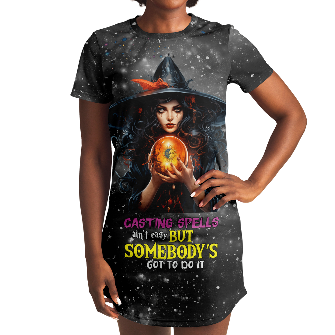 Witch Casting Spells T-Shirt Dress